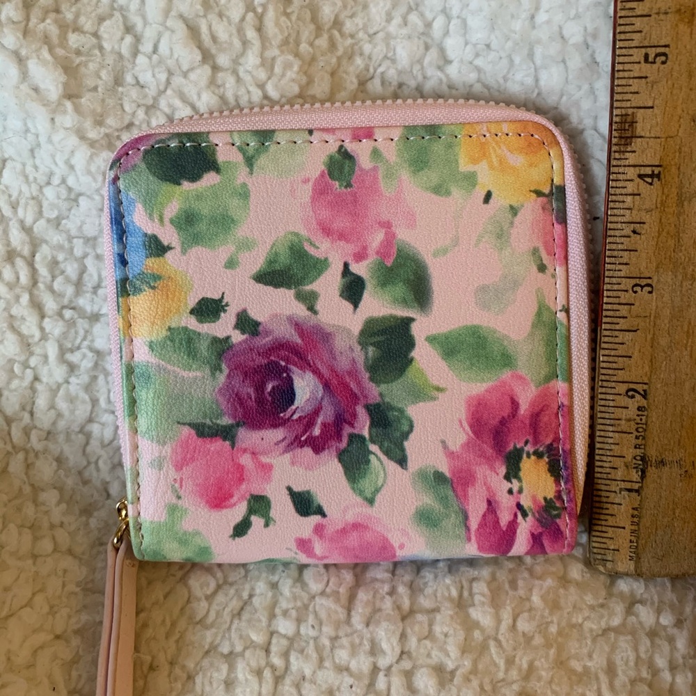 Pink floral wallet small